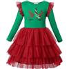 VASCHY Vestito Principessa Bambina Elegante, Abito Cerimonia Gatto Rosa, Manica Lunga Tulle 3-9 Anni, Natale Alce Cervo, Primavera Autunno