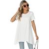 Famrrifuu Maglia Manica Corta Donna Oversize Collo Rotondo Maglietta Sciolto Tunica Top Primavera Estivo Casual Basic T-Shirt, Bianco, S