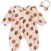Geagodelia Tutina Autunno Bambina Arricciata Manica Lunga Tuta con Fascia Set Pagliaccetto Intero Neonata Autunno Inverno 0-18 Mesi (Apricot, 6-12 Months)