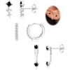 Morfetto Orecchini Set in Argento 925 per Donna Oro Placcato 14K Piccoli Orecchini a Bottone Set Huggie Hoop impilabile orecchini per più piercing orecchino pile per le orecchie sensibili Argento6