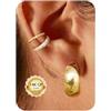 Morfetto 3 Paia Ear Cuff Orecchini Donna Oro Anallergici Clip Orecchini Senza Buco 14K Placcate Oro Chunky Earcuff Set per Cartilagine Finti Piercing Helix Regalo Di Gioielli Pave