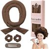 QinyOulhause Ferro Arricciacapelli Senza Calore Bigodino Lungo per Boccoli con Cappuccio Arricciacapelli Senza Calore per Onde Naturali per Donne con Capelli Medi Lunghi (Marrone)