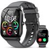 CASCHO Smart Watch for Men Women, 1.85" HD Fitness Tracker with Bluetooth Calls/Messages, IP68 Waterproof, 115+Modes, 24/7 Heart Rate/Sleep Fitness Watch, iOS/Android - Grigio Scuro