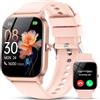CASCHO Smart Watch for Men Women, 1.85" HD Fitness Tracker with Bluetooth Calls/Messages, IP68 Waterproof, 115+Modes, 24/7 Heart Rate/Sleep Fitness Watch, iOS/Android - Rosa Perlato