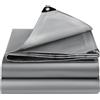 EEATUZTL Telo Impermeabile Esterno, Telone Occhiellato Impermeabile in Polietilene, Telone Impermeabile per Esterno, Giardino, Gazebo, Campeggio, Piscina, Auto, Barche, Legno, Argento-6x12m
