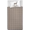 PENSIERI DELICATI Parure Copripiumino Singolo 100% Cotone, Completo di Sacco 155x200cm e 1 Federa 52x82cm, Made in Italy, Copripiumino Lavabile In Lavatrice A 40°, Fantasia Tartan Beige
