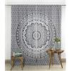 Popular Handicrafts Tenda per finestra indiana, hippie, bohémien, con motivo mandala, colore nero e grigio