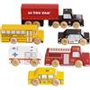 Le Toy Van - TV268 - Macchinine per bambini 2 anni in legno FSC, set 6 veicoli in stile newyorkese con ruote in legno, compatibili con tutte le piste standard per trenini in legno, senza plastica