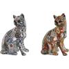 Home ESPRIT Statuetta decorativa multicolore gatto mediterraneo 11 x 10 x 16 cm (2 pezzi)