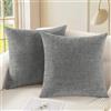CaliTime Confezione da 2 federe per cuscini per divano, decorazione della casa, tinta unita, in morbida ciniglia, 45 x 45 cm, grigio medio