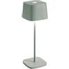 Zafferano, Lampada Ofelia, Lampada da Tavolo Ricaricabile e Senza Fili con Controllo Touch, Utilizzabile anche come Lampada da Esterni, Dimmer, 2700-3000 K, Altezza 29 cm, Colore Salvia