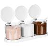 BELLE VOUS 3 Barattoli - Porta Zucchero Caffè Pasta - Contenitori da Cucina Rotondi - Barattolo Ermetico Alimenti - per Sale Grosso e Fino - Contenitore Spezie e Caffè in Polvere