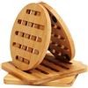 Belle Vous Set Sottopentola Legno Bamboo (Confezione da 4) - 15 x 15 cm - Sotto Pentole Cucina Quadrati e Rotondi Antiscivolo - Sottobicchieri Legno Naturale per Teiera, Ciotole e Piatti Caldi