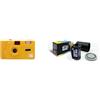 KODAK M35 DA00233 - Fotocamera Ricaricabile 35mm, Obiettivo Grandangolare Fisso, Mirino Ottico, Flash Integrato, Batteria AAA - Giallo + GT PHOTO Pellicola Colore Retrò 35mm - 24 Foto