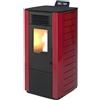 KING Stufa a pellet King 118C CANALIZZATA, bordeaux, 8,7kw-n, Ventilata, rivestimento in acciaio, con telecomando