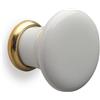Mital Art. 030 Pomolo in ceramica Bianco con base Placcata Oro per Mobili Diam.32