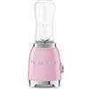 Smeg, Frullatore da Tavolo Compatto PBF01PKEU, 2 Livelli di Velocità, Sicurezza Blocco Motore, 2 Bottiglie da 600 ml in Dotazione, Base Antiscivolo, Avvolgicavo Integrato, 300W, Rosa