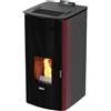 King Stufa a pellet KING 17DD IDRO bordeaux, Termostufa Ventilata 17KW-N, Rivestimento in acciaio, con telecomando