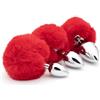 BONDAGERIE® Coda coniglio plug anale di colore Rosso, bunnytail sextoys coniglietto Taglia: L