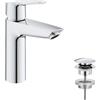 GROHE 23746002 Quickfix Start, Miscelatore Monocomando per Lavabo Taglia M, con Piletta Clic Clac, Strumento di Installazione Incluso, Cromo