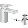 hansgrohe Vernis Shape - Rubinetto per lavabo con scarico a tirante, Miscelatore lavabo risparmio idrico (EcoSmart) con altezza bocca 95 mm, cromo, 71561000