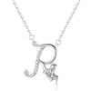 VIKI LYNN Collana da donna con iniziale in argento Sterling 925, con 26 lettere dell'alfabeto e angelo, Zirconia cubica Argento Sterling 925 placcato oro 18 carati Zirconia cubica, Zirconie sintetico