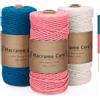 PUWOWYE Set di Corda Macrame 3mm Blu Pesca Beige Naturale - Filo Morbido per Arazzi, Appendini per Piante, Decorazioni Boho, Confezioni Regalo