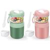 GEEKHOM Porta Yogurt E Cereali 530ml+330ml - Porta Yogurt Refrigerato Termico Piccolo Con Cucchiaio - Impermeabile, Isolante, Lavabile in Lavastoviglie, Ideale per Lavoro, Scuola, Picnic (Verde)
