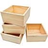 Anktily Confezione da 4 scatole portaoggetti in legno grezzo, 12 x 12 x 6 cm, piccole scatole quadrate in legno naturale, per la decorazione della casa