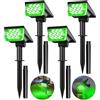 T-SUN 4 Packs Spot Solaire Exterieur Vert Lumiere Solaire Jardin, Lampe Solair Étanche avec 2 Modes, sans Fil Éclairage Solaire Exterieur, Projecteur Solaire Réglable pour Chemins, Jardin