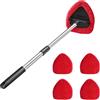 CGEAMDY Pulitore per Parabrezza Auto, Pulitore per Vetri Auto con 4 Pastiglie in Microfibra Lavabili E Riutilizzabili, Kit di Pulizia per Tergicristalli con Manico Lungo Ed Estensibile (Rosso)