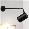 SEMANHUAOZ Faretti da Parete Interno Orientabili Vintage, Applique a Braccio Lungo Retrò Industrial Interiors Telescopica Faretto da Parete Orientabile Nero da Lettura con Scalabile Braccio, 1 COB,Bla