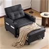Vepssder Divano letto singolo convertibile, divano letto estraibile, con portabicchieri e porta USB, divano convertibile letto poltrona, ideale per piccoli spazi (nero)