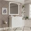 Inbagno Mobile bagno a terra 115 cm bianco decape con 2 ante e 3 cassetti, lavabo in ceramica lucida, specchio 100x105 con cornice e lampade, ROMANTICA
