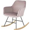 SoBuy Sedia a dondolo Poltrona relax design Carico massimo: 150 kg in velluto, gambe in ferro e legno massello di faggio rosa FST68-P