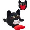 OLAOLA Gatto Nero Peluche con Cuore, 27 cm Morbido Peluche per Adulti e Bambini