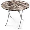 Gicos Tavolo tavolino tondo pieghevole in legno piano colore marmo grigio 90 * 75cm ideale per campeggio, festa, giardino, mare URU-823121