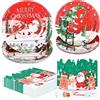 Kesote Piatti Natalizi Usa e Getta da 24 Piatti Carta Natalizi per Decorazioni per la Cena Delle Feste - 24 Piatti di Carta e 24 Tovaglioli