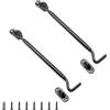 DIYCUT 2 Pezzi Gancio Chiusura Porta Nero, Allacciare Ganci in Acciaio Inossidabile da 205 mm con Occhiello, Gancio Finestra per Persiana Neri, con Chiusura a Vite con Gancio, per Finestre e Porte