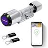WAFERLOCK Cilindro smart europeo WAFERLOCK C760, IP68 impermeabile, resistente al fuoco, app, RFID/PIN, anti-trapano, 45/45-60 mm (90-105 mm), finitura nichel, EN15684