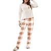 Kobilee Pigiama Donna Cotone Lungo Caldo Felpato Curvy Sleepwear Elegante Sexy Lovable Pigiama Due Pezzi Lingerie Invernale Morbido Pigiama Pile Abbigliamento da Notte Manica Lunga Lungo