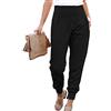 Cocoarm Pantaloni da Donna Elastico Alta 9/10 Pantaloni Eleganti a Matita Pantaloni Eleganti Casual Pantaloni Casual Semplici Pantaloni Jogger con Tasche e Orlo Diviso(S-Nero)