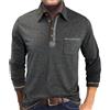 PRIVIMIX Polo Uomo Manica Lunga Maglietta con Bottoni Tasca Casual Polos Shirt da Golf Blu XL