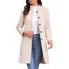 Allegra K Cappotto invernale da donna con colletto alto, monopetto, lunghezza media, blu navy, M