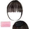 INSPUTOL Frangia a clip in capelli veri al 100% per donna - Parrucca con frangia dall'aspetto naturale con tempie, opzioni di frangia sottile o curva (nero castano)