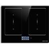 NOXTON Piano Cottura Induzione 4 Fuochi, 60cm Piastra Induzione Incasso, 7200W | TFT Display touchscreen, 4 Piastre, Multizona Power-boost Funzione, Timer, Pause