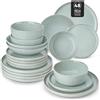 vancasso ANYA Servizio Piatti 48 Pezzi per 12 Persone, Set Piatti Moderni in Gres - 12 Piatti Piani, 12 Piatti Dessert, 12 Ciotole per Pasta e 12 Ciotole Cereali - Smalto Reattivo Verde Menta