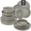 vancasso ANYA Servizio Piatti 48 Pezzi per 12 Persone, Set Piatti Moderni in Gres - 12 Piatti Piani, 12 Piatti Dessert, 12 Ciotole per Pasta e 12 Ciotole Cereali - Smalto Reattivo Marrone