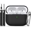 Inesore Compatible with AirPods Pro 3 Hülle(2025) with Cleaning Kit, Silicone Protective Case Cover for Apple Air Pod Pro 3rd Charging Case,Unisex Design - Black