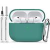 Inesore Compatible with AirPods Pro 3 Hülle(2025) with Cleaning Kit, Silicone Protective Case Cover for Apple Air Pod Pro 3rd Charging Case,Unisex Design - Forest Green